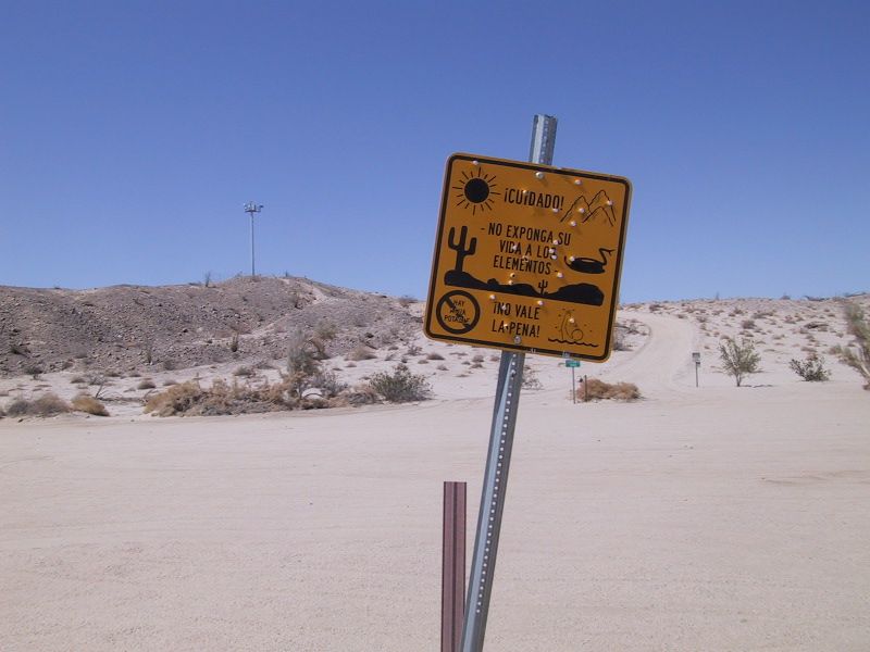 Signs in the Yuha Desert. Near the USA - Mexico border